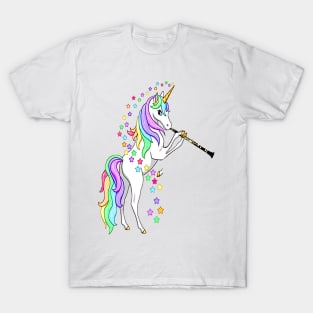 Beautiful Unicorn Playing Clarinet Musician T-Shirt T-Shirt